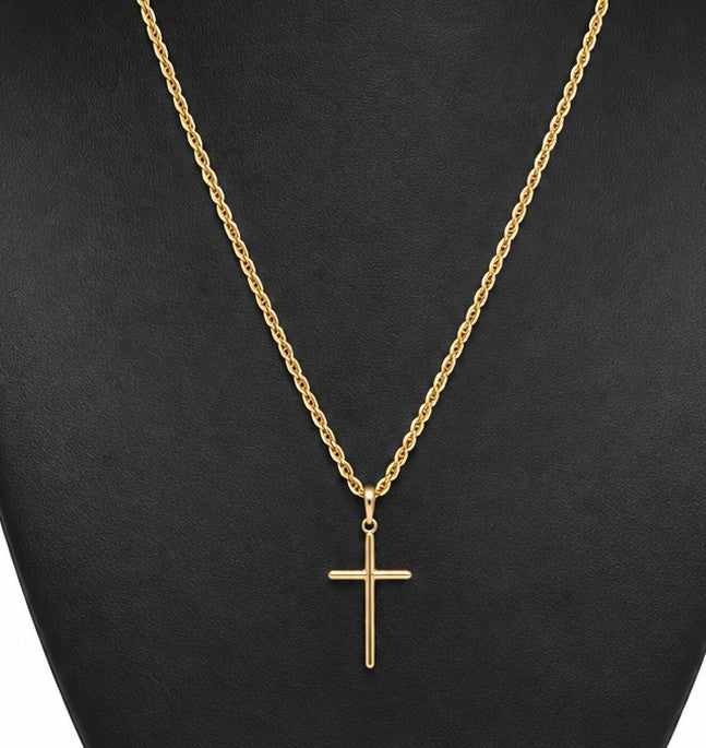 10k Gold Twisted Chain + Cross Pendant.