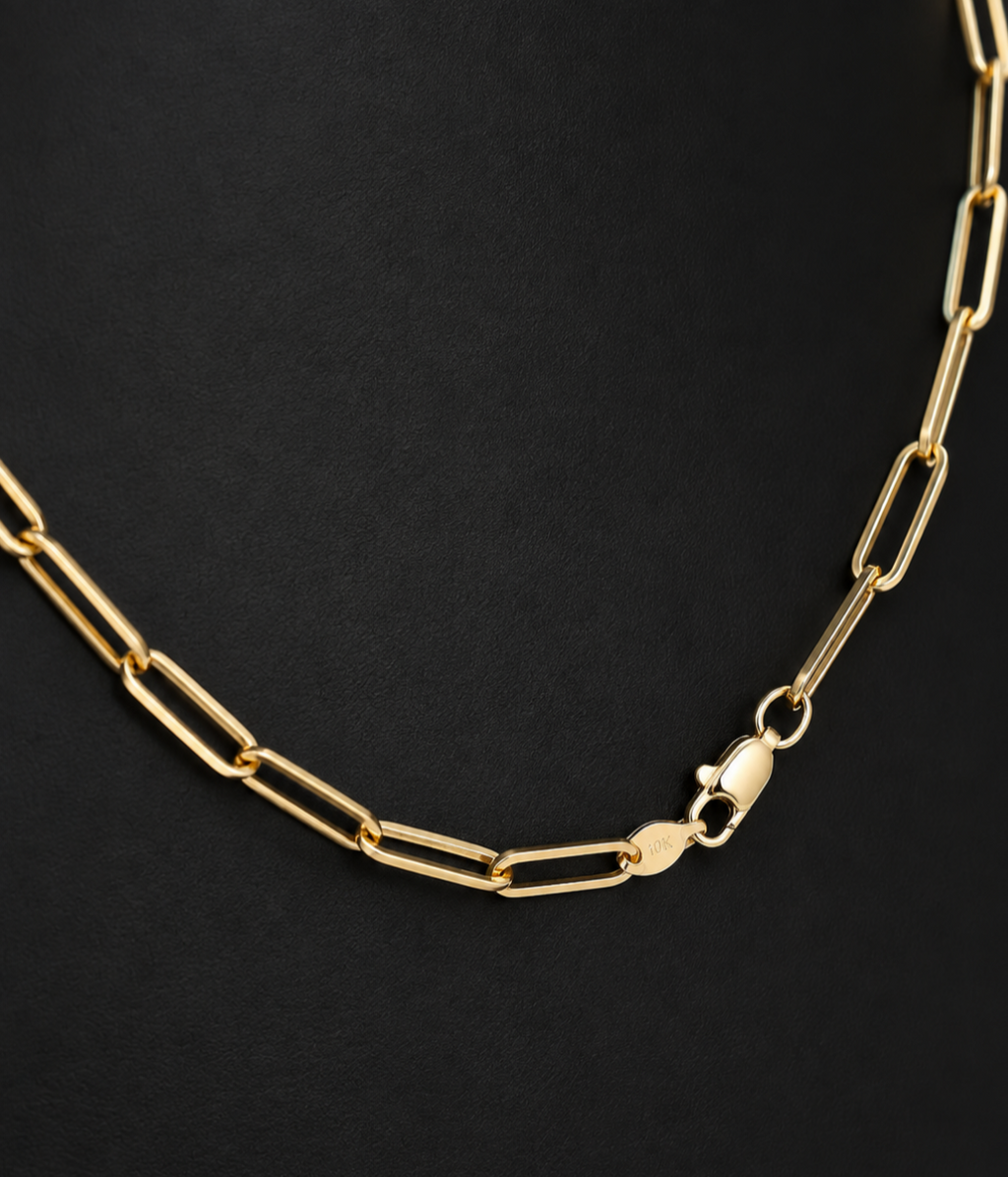 10k Gold Paperclip Chain - 16"/ 4.5mm.