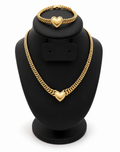 Princess Cut Heart Necklace Set 10k Gold.