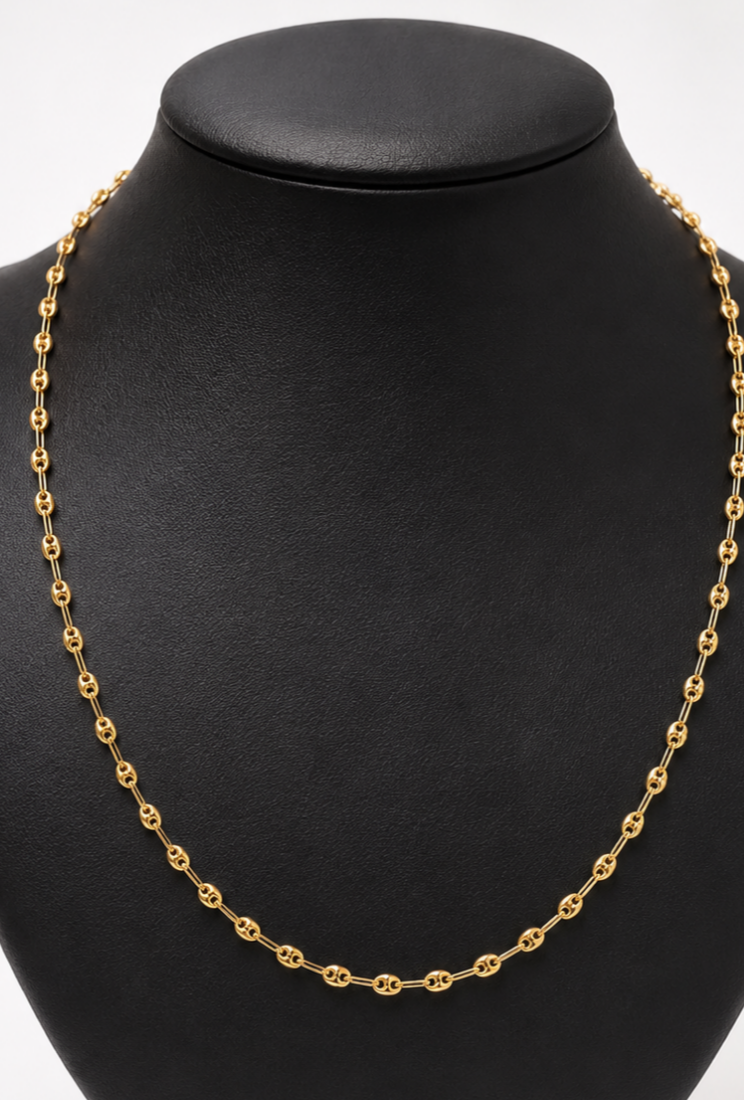 Cadena Mariner de Oro Italiano 10K – 4 mm × 22".