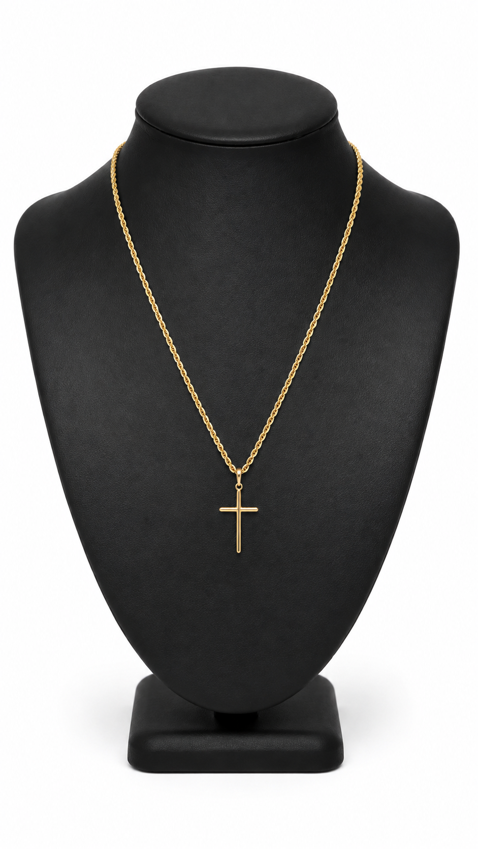 10k Gold Twisted Chain + Cross Pendant.
